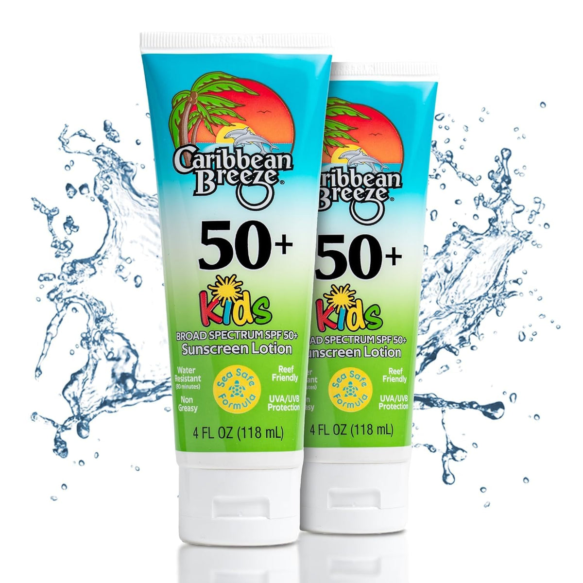 Caribbean Breeze reef-friendly kids sunscreen SPF 50 bottle for beach days