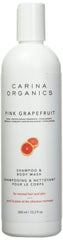 Carina Organics Pink Grapefruit Shampoo bottle for gentle daily cleansing.
