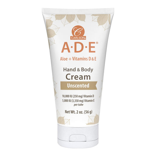Carlson ADE Hand and Body Cream packaging highlights the unscented tube for daily care