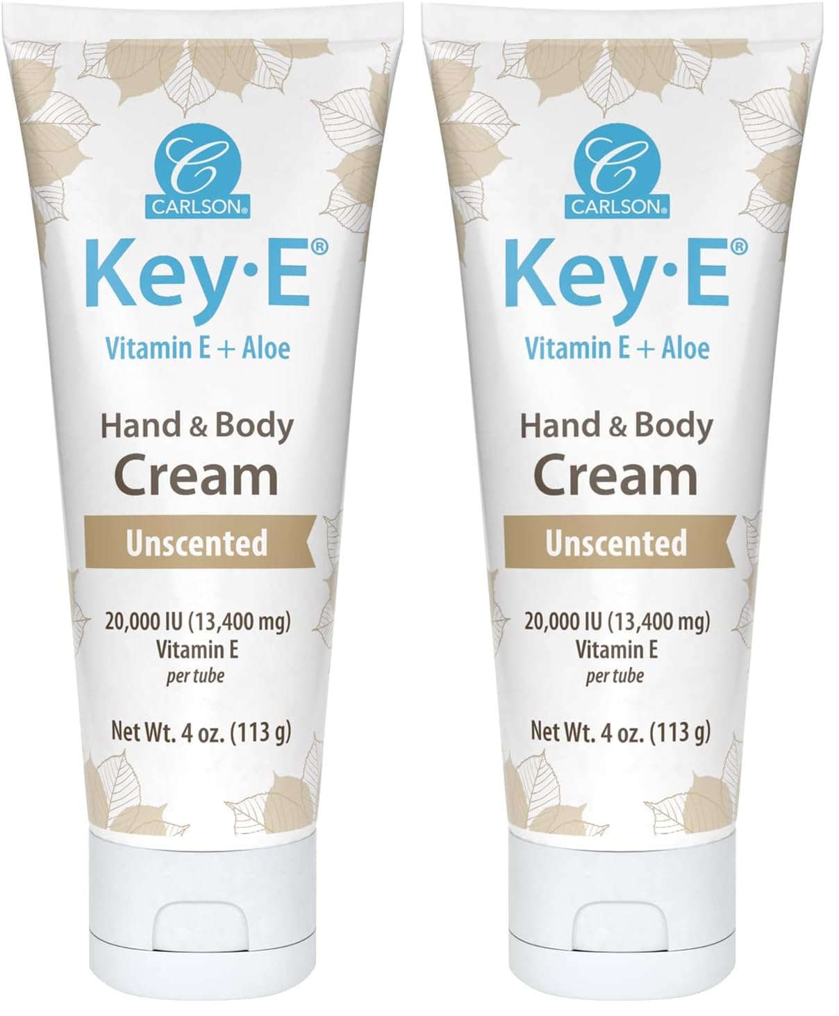 Carlson Key-E Hand and Body Cream bottle front showing fragrance-free formula for dry skin relief