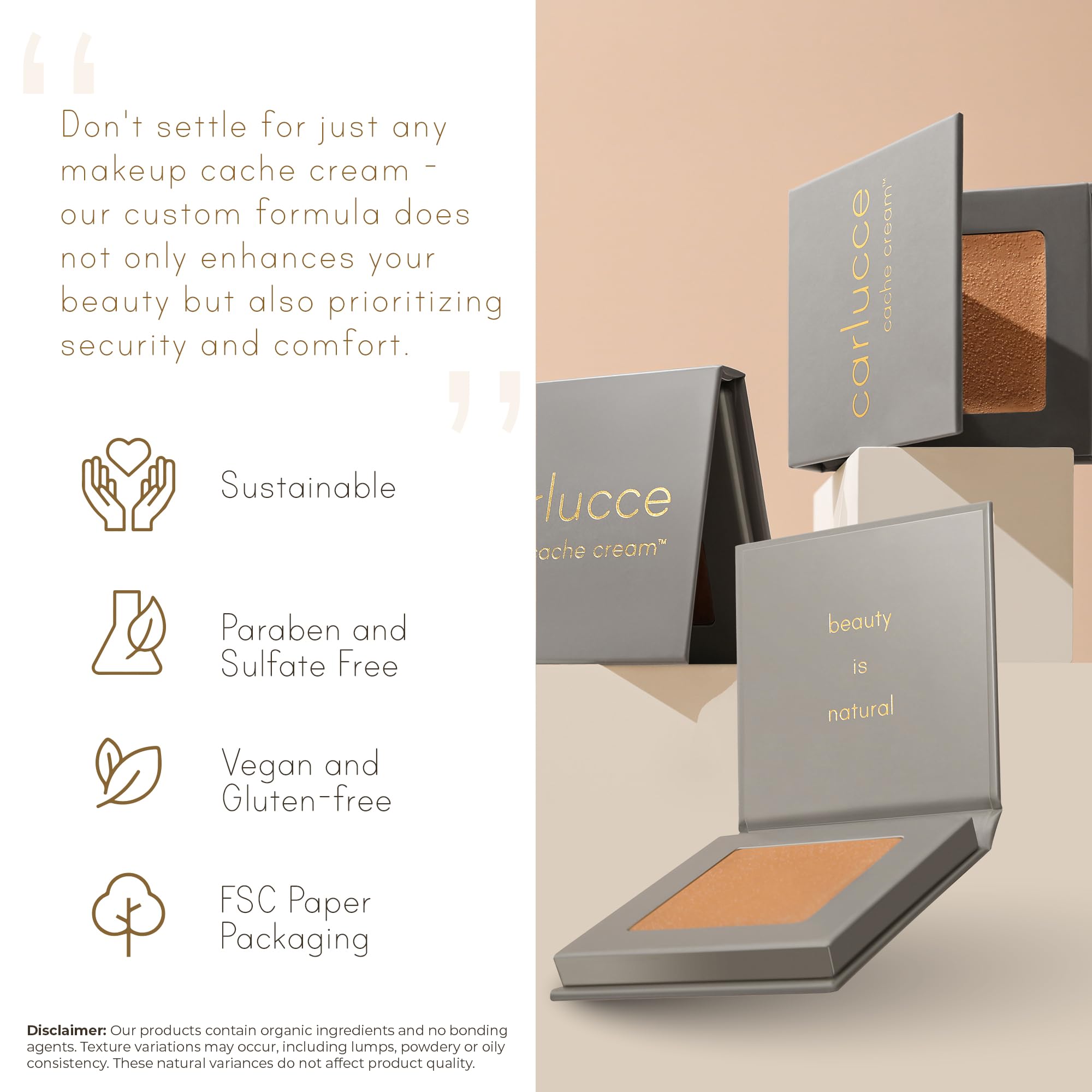 Carlucce Cache Cream 3-in-1 Palette foundation-base provides smooth, buildable coverage