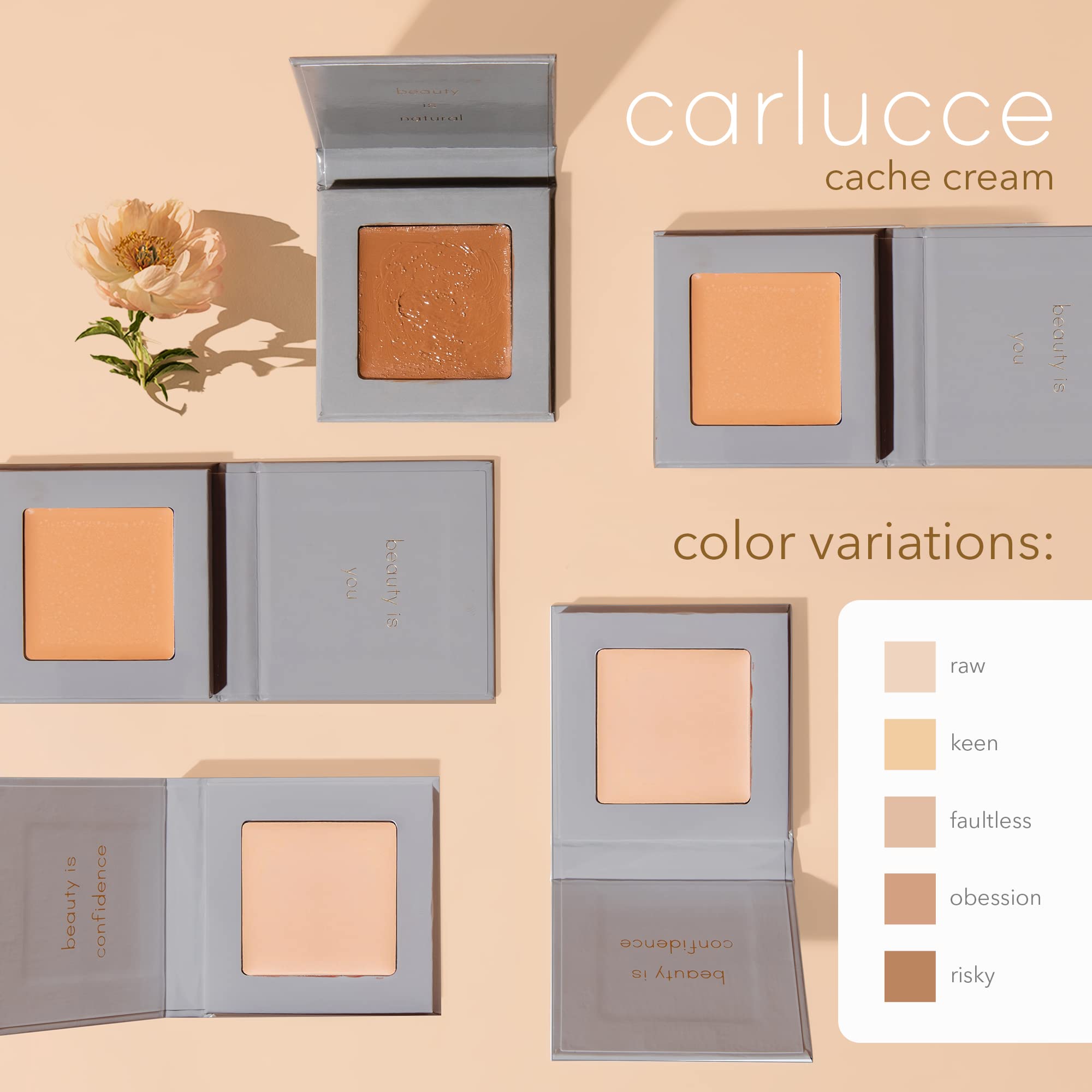 Carlucce Cache Cream 3-in-1 Palette swatches in honey beige for medium skin tones