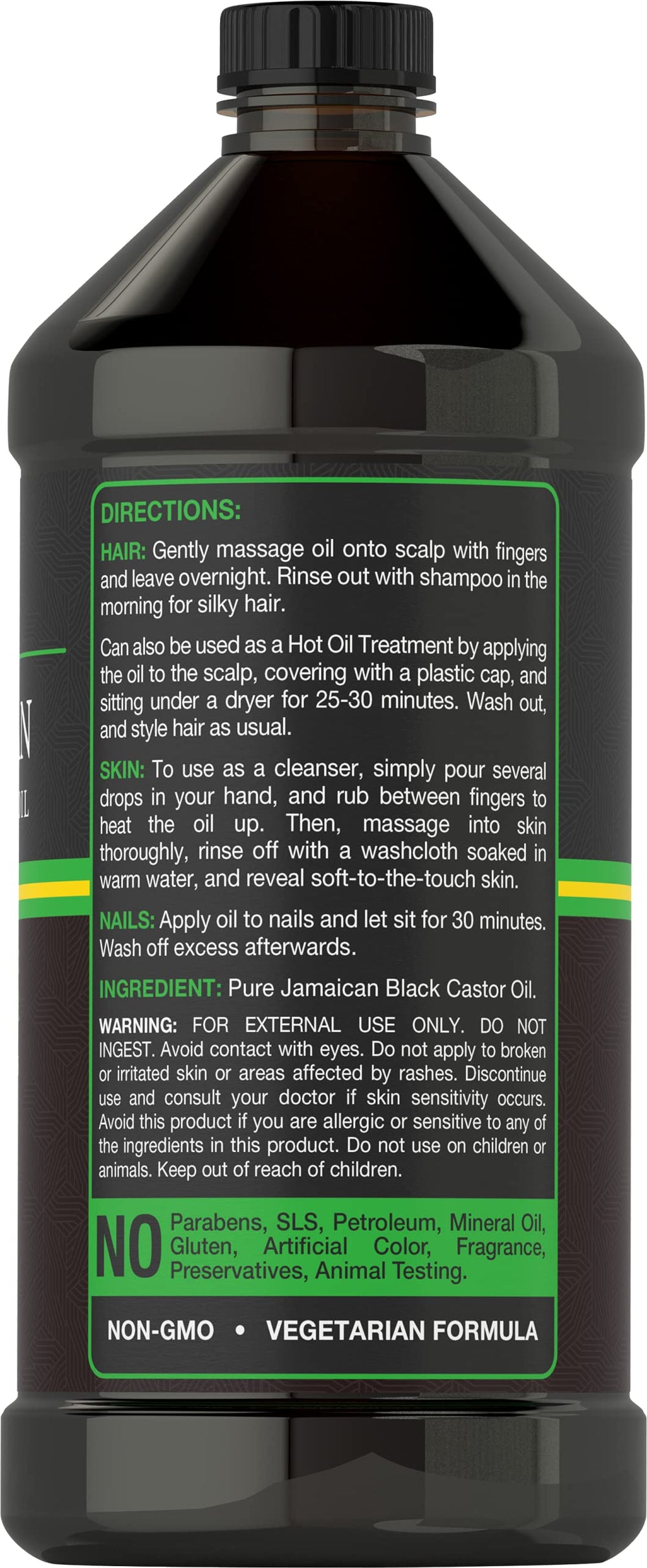 Carlyle Jamaican Black Castor Oil pour demonstrates easy scalp and nail use.