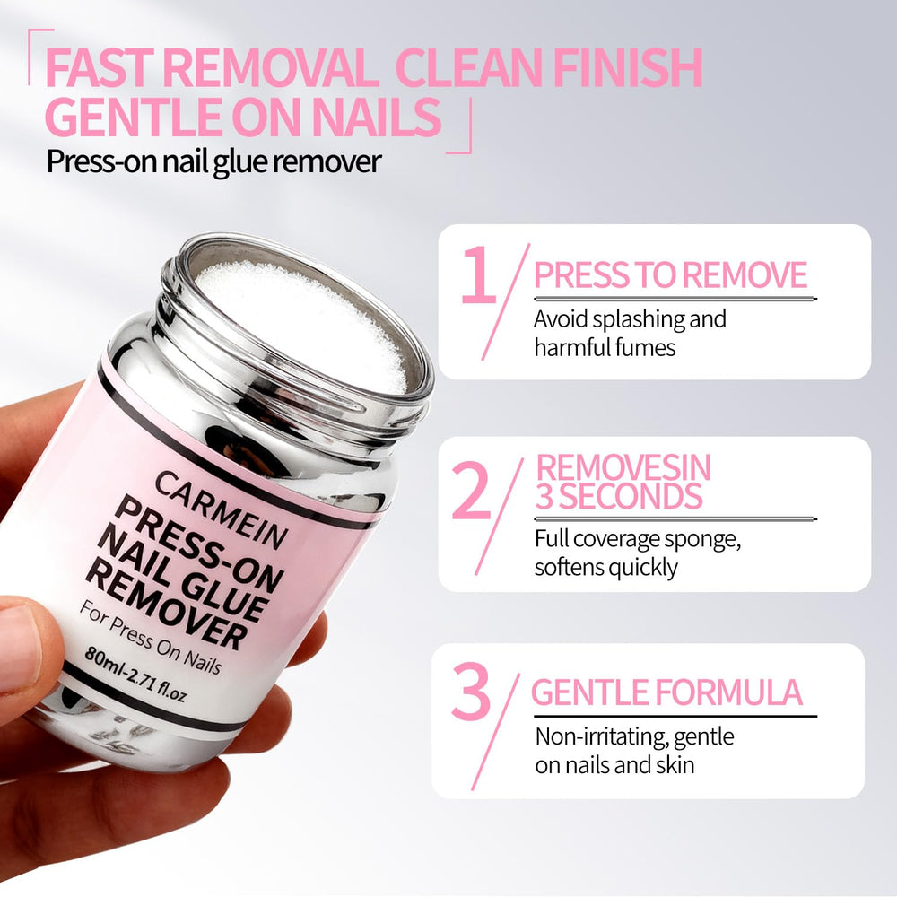 CARMEIN removal kit includes file and cuticle pusher for home use