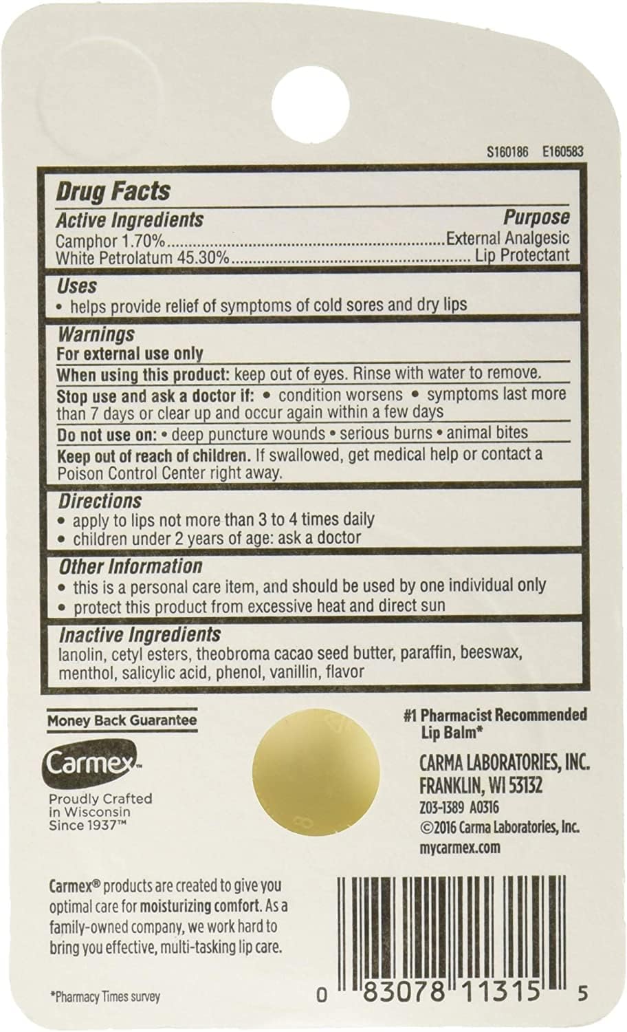 Carmex Classic Lip Balm being applied to lips.
