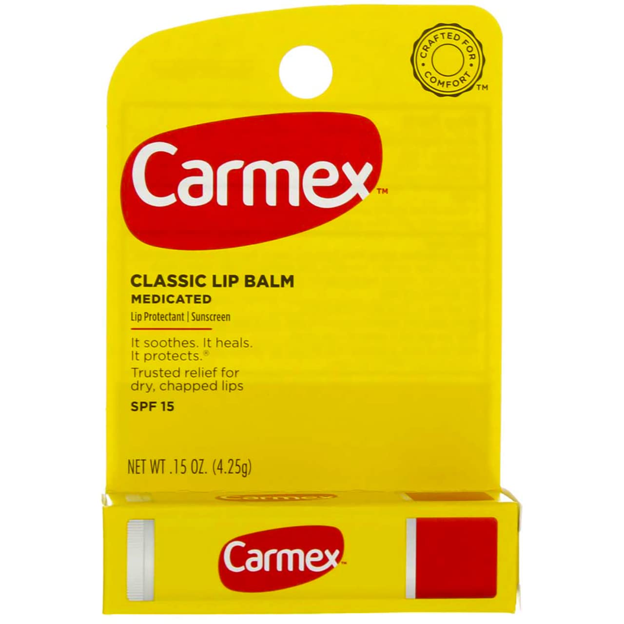 Carmex Classic Lip Balm SPF 15 12-pack tubes offer daily protection and moisturization.