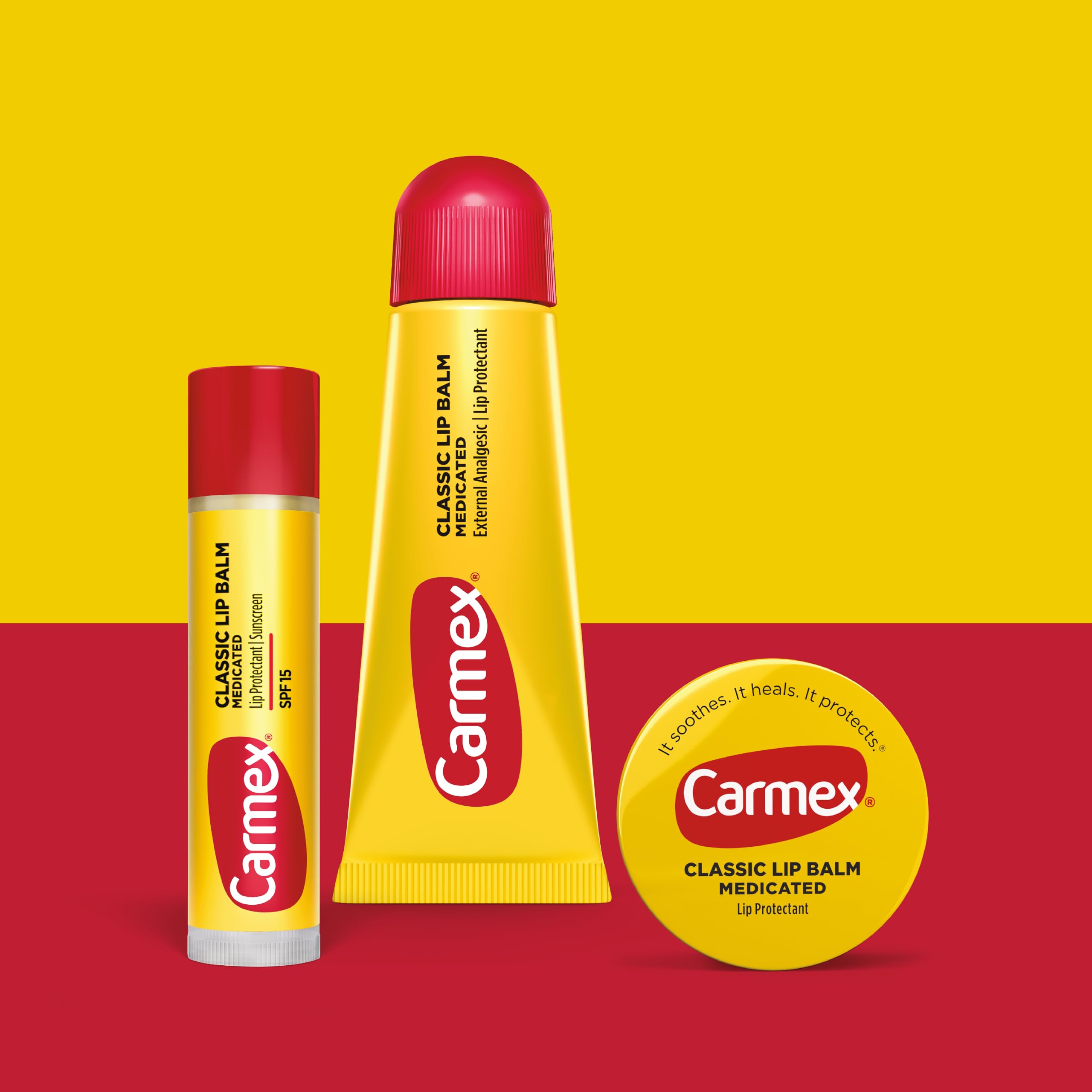 Carmex lip balm stick with SPF 15 provides portable sun protection