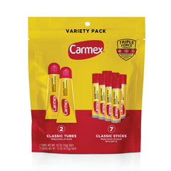 Carmex classic medicated lip balm tubes for smooth moisture.