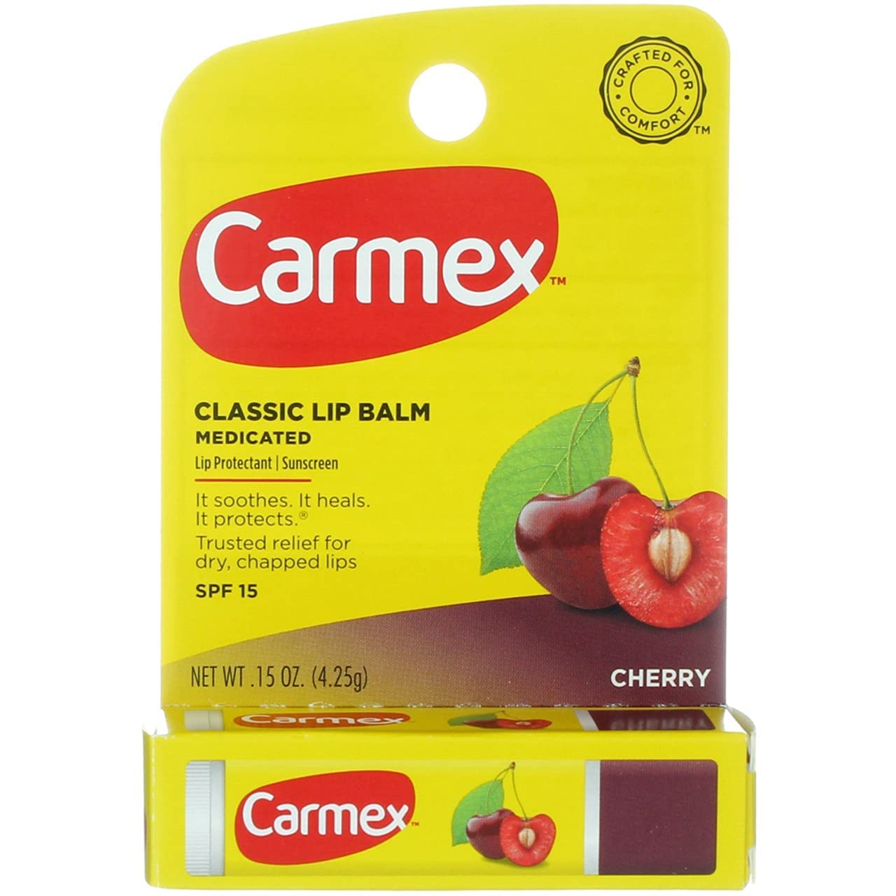 Six-pack Carmex Click-Stick display highlights value and convenience.