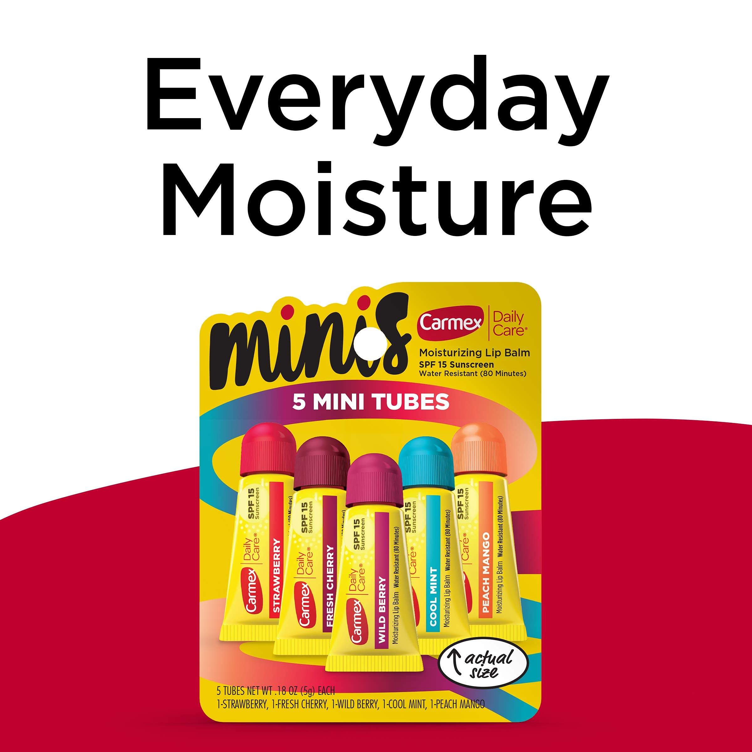 Carmex Daily Care Minis Wild Berry lip balm tube for on-the-go moisture and variety.