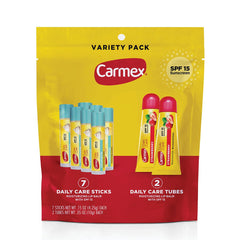 Carmex Daily Care Strawberry Stick lip balm offers SPF 15 for everyday lip protection.
