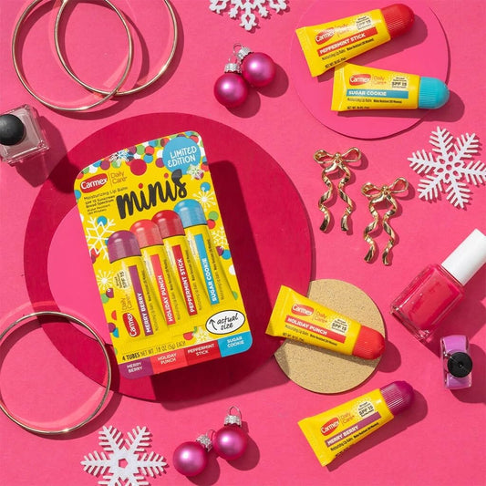 Carmex Holiday Punch mini tube with SPF 15 for active outdoor protection