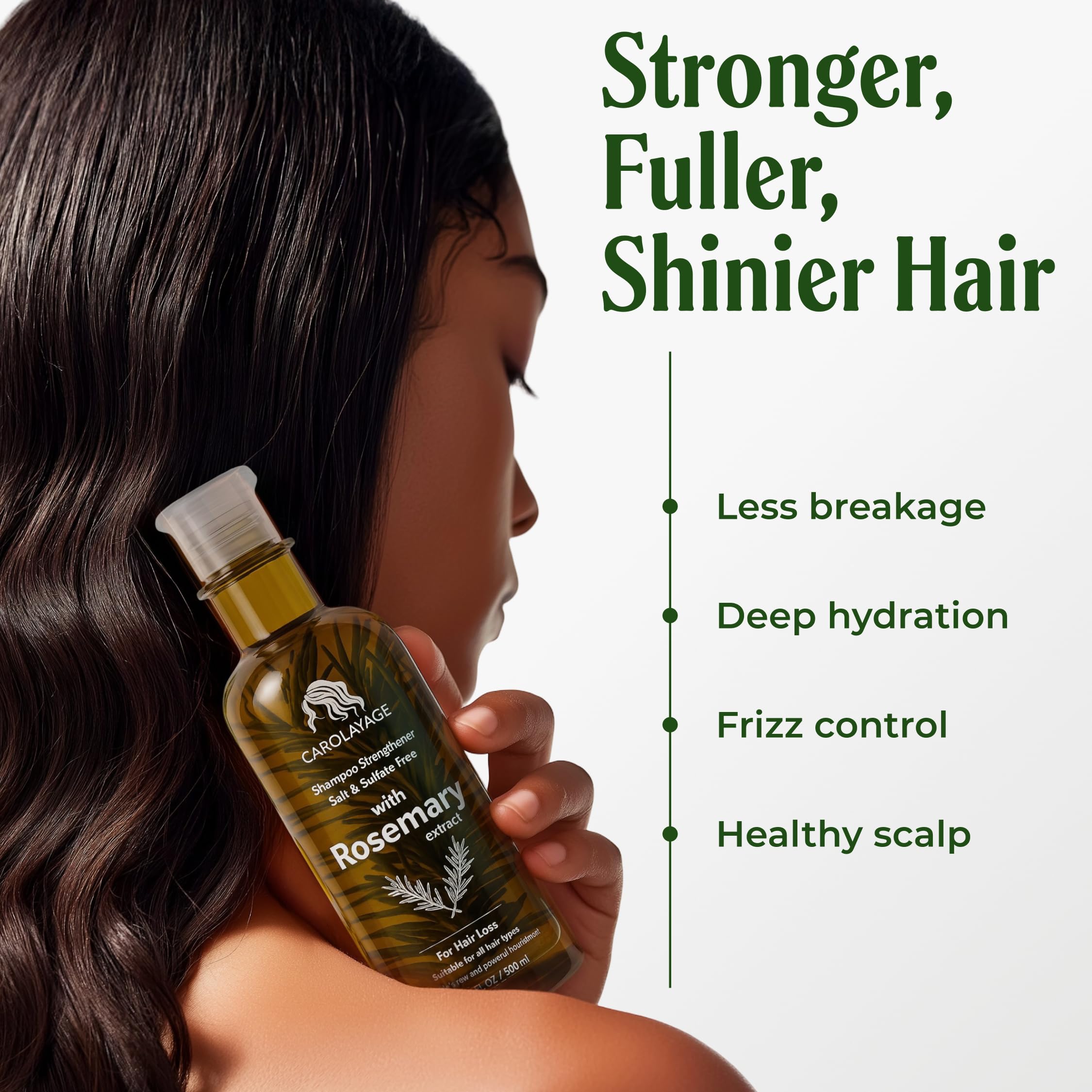 Carolayage Rosemary Shampoo ingredients showcase biotin, red onion extract, and argan oil