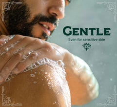Carolina Castile Soap Gin & Juniper shower scene suggests spa-like cleansing at home.