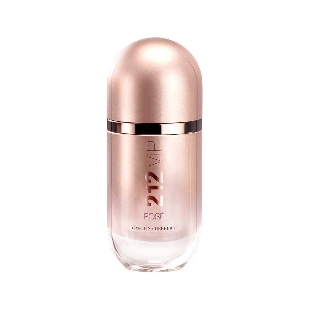 Carolina Herrera 212 VIP Rosé bottle showcases a chic champagne-inspired presentation for daytime celebrations.