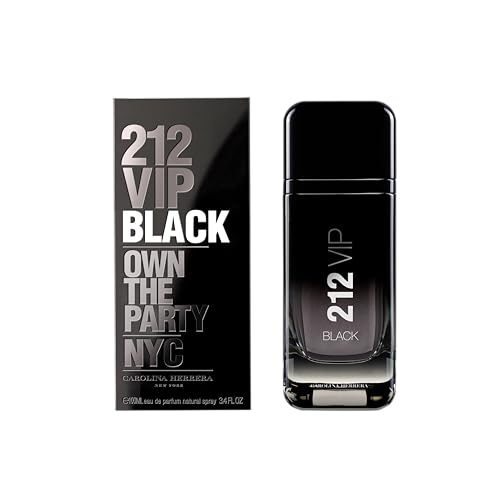 Carolina Herrera 212 VIP Black spray application shows easy, confident fragrance delivery.