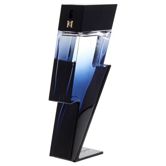Carolina Herrera Bad Boy Cobalt bottle angled highlights dynamic silhouette