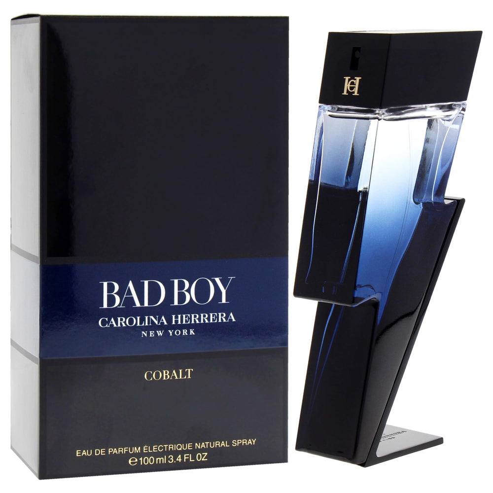 Carolina Herrera Bad Boy Cobalt cap detail emphasizes premium craftsmanship
