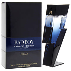 Carolina Herrera Bad Boy Cobalt cap detail emphasizes premium craftsmanship