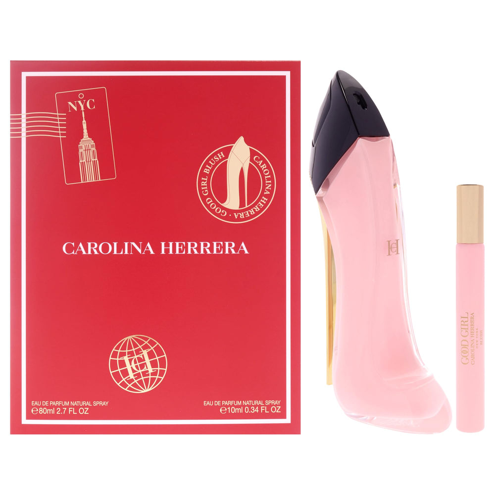Carolina Herrera Good Girl Blush bottle in gift set, ideal for gifting.
