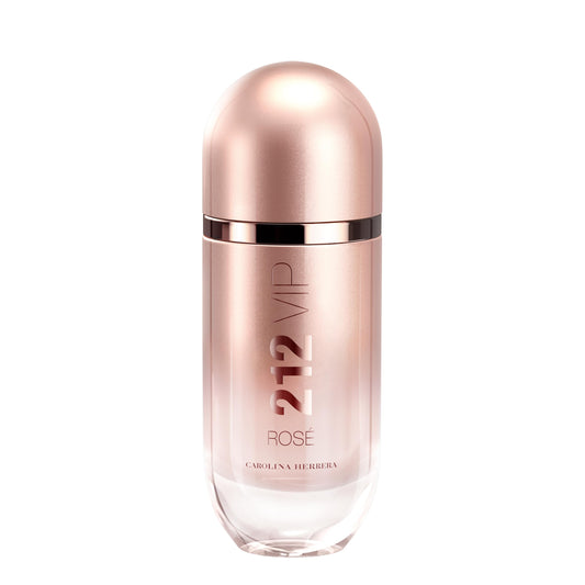 Carolina Herrera 212 VIP Rosé bottle with champagne glow, ideal for day-to-night wear.