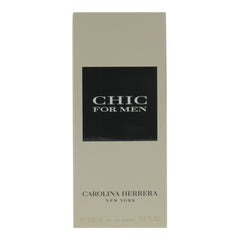 Carolina Herrera CHIC for Men packaging with red accents communicates sophistication and premium feel.
