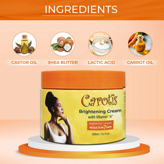 CAROTÏS Brightening Cream texture swatch shows silky, fast-absorbing formula.