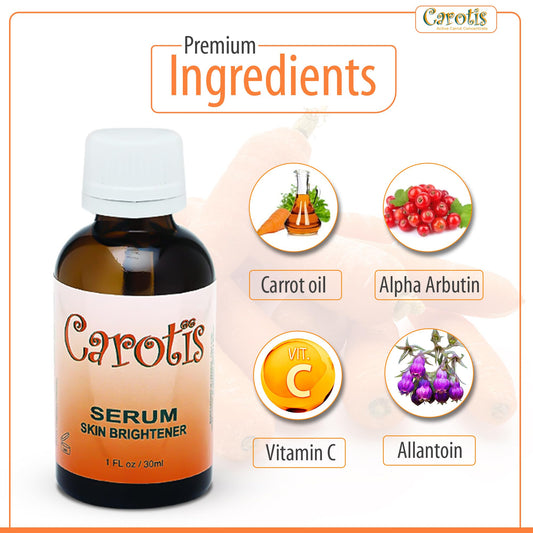 Close-up of CAROTÏS Brightening Serum dropper releasing formula