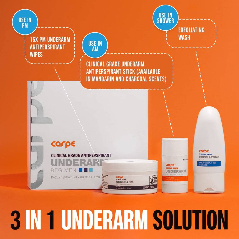 Carpe steps guide card illustrating the 3-step regimen