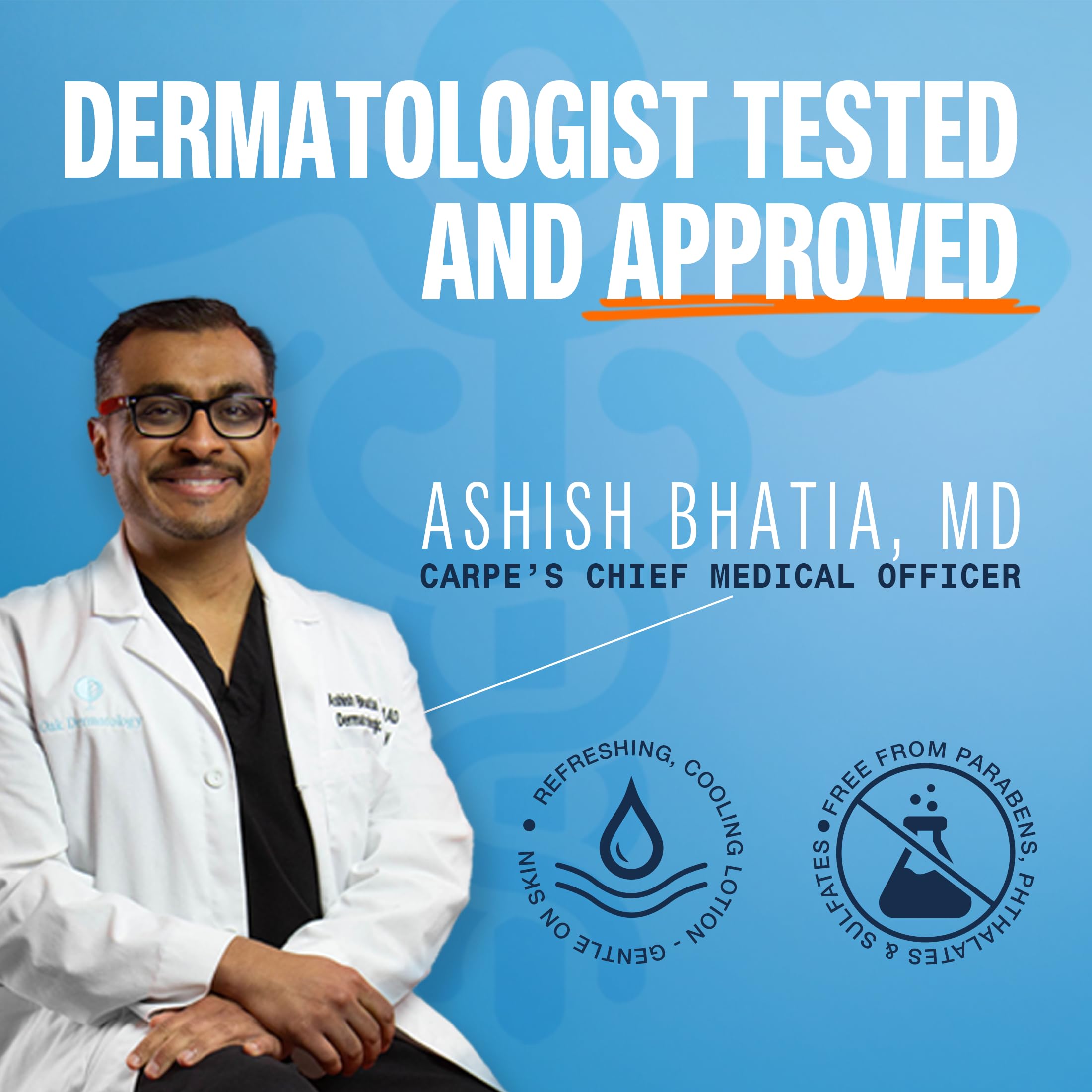 Dermatologist-recommended Carpe lotion as an OTC option for sweat control.