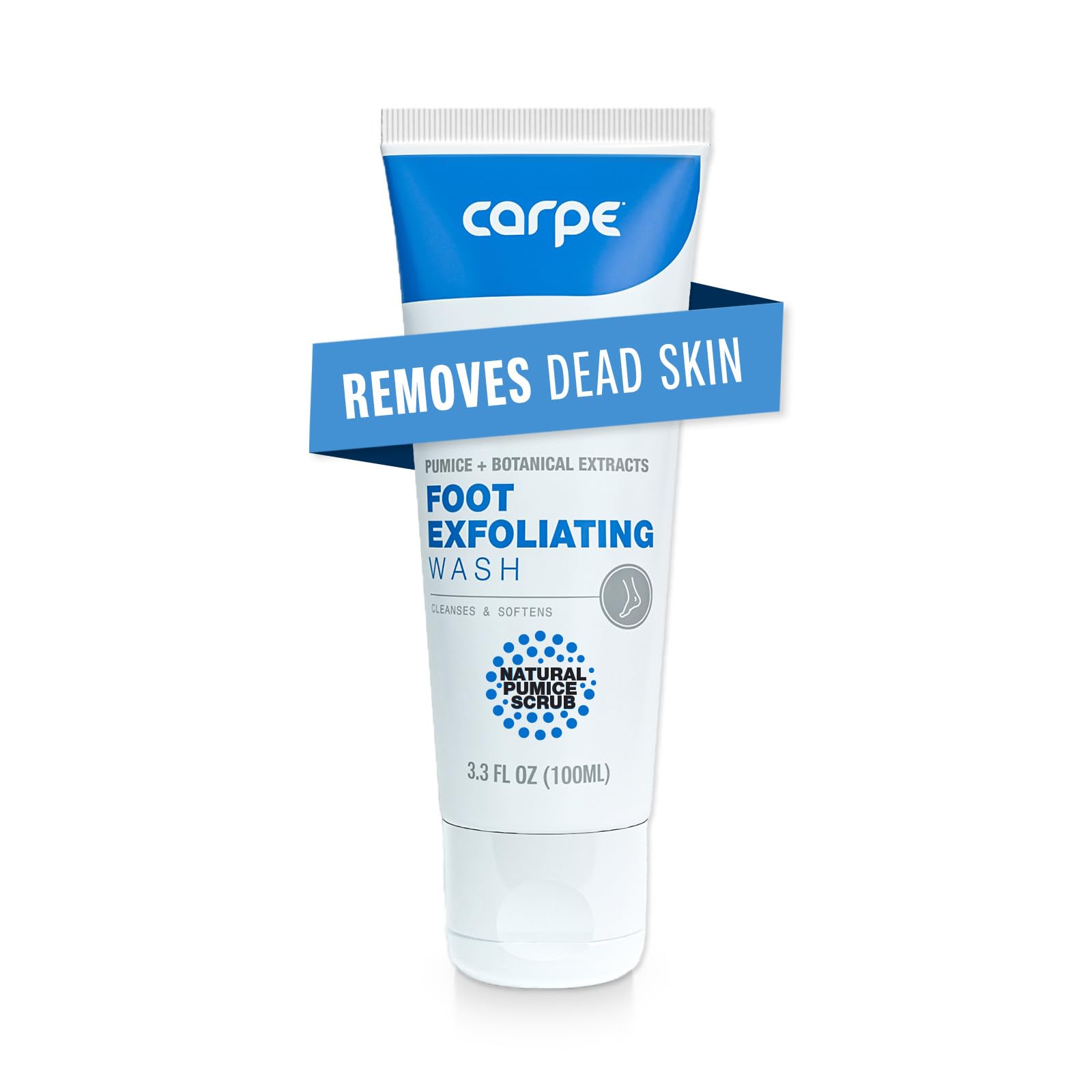 Carpe Exfoliating Foot Scrub packaging showing minty formula for odor protection