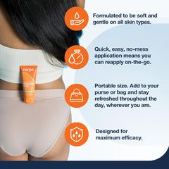 Carpe Feminine Care gynecologist-tested label visible on the product packaging.