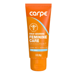 Carpe Feminine Care Intimate Deodorant being applied to external skin for odor control.