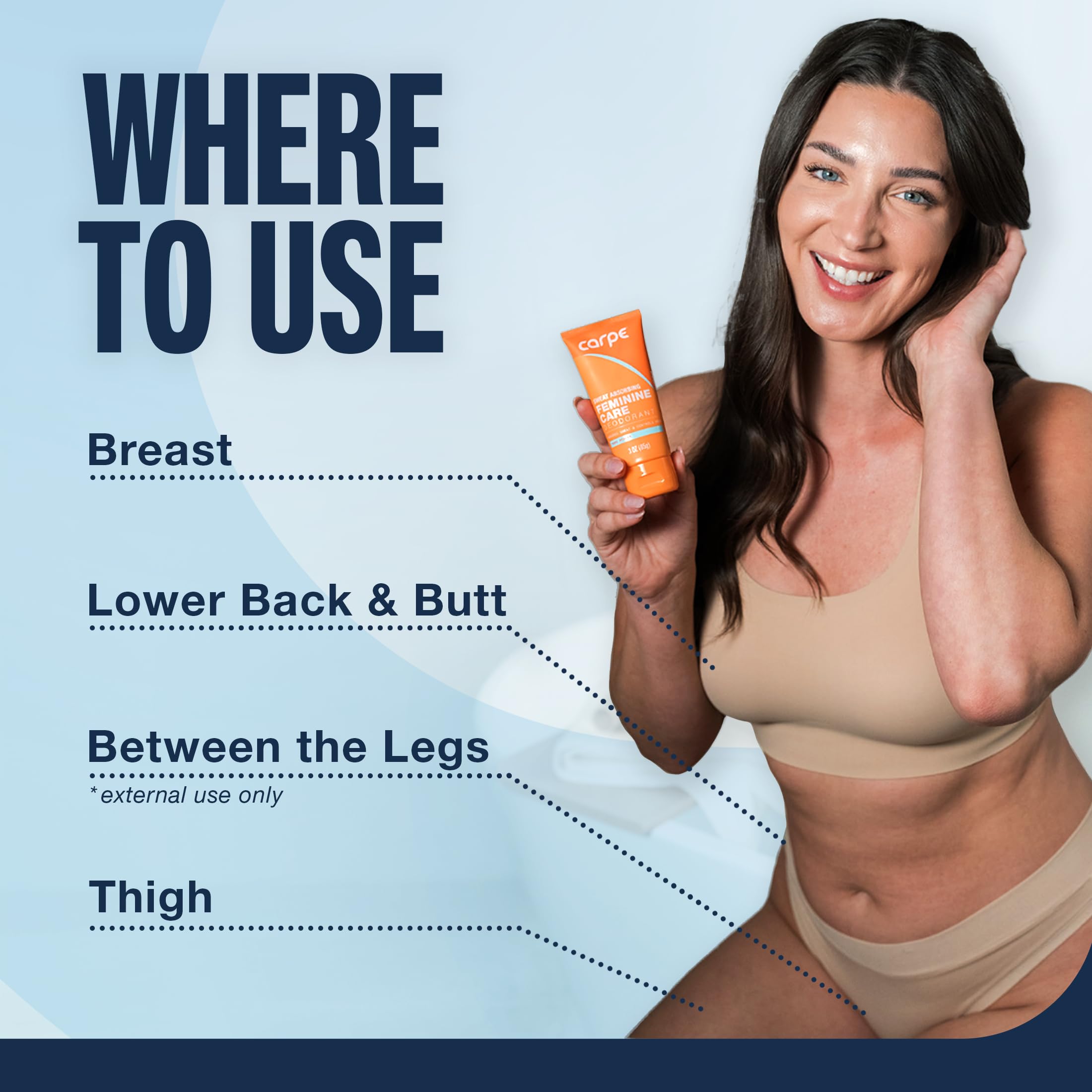 Carpe Feminine Care cream finish rubbed in to leave an invisible, quick-drying layer.