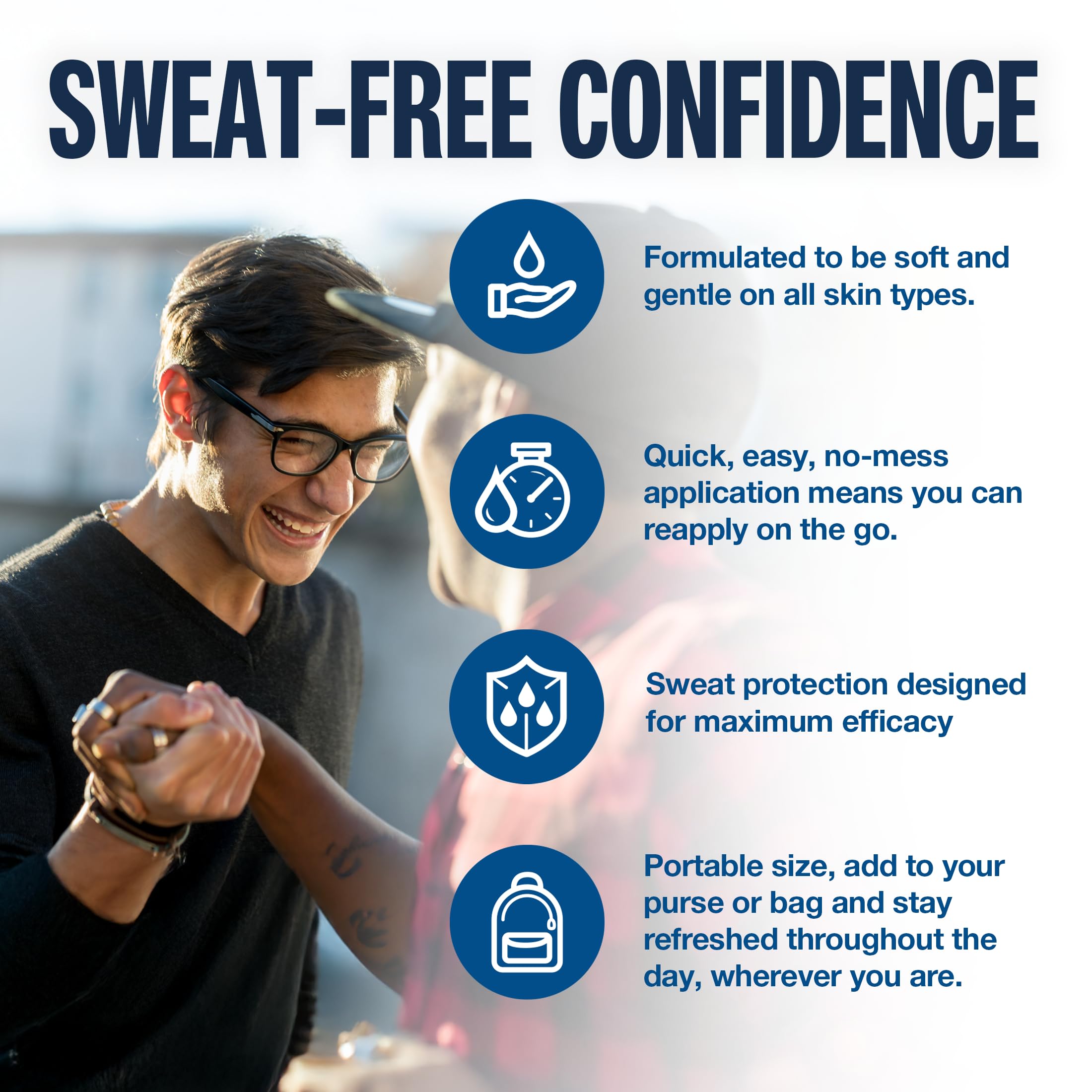 Hand applying Carpe lotion to palm for quick drying