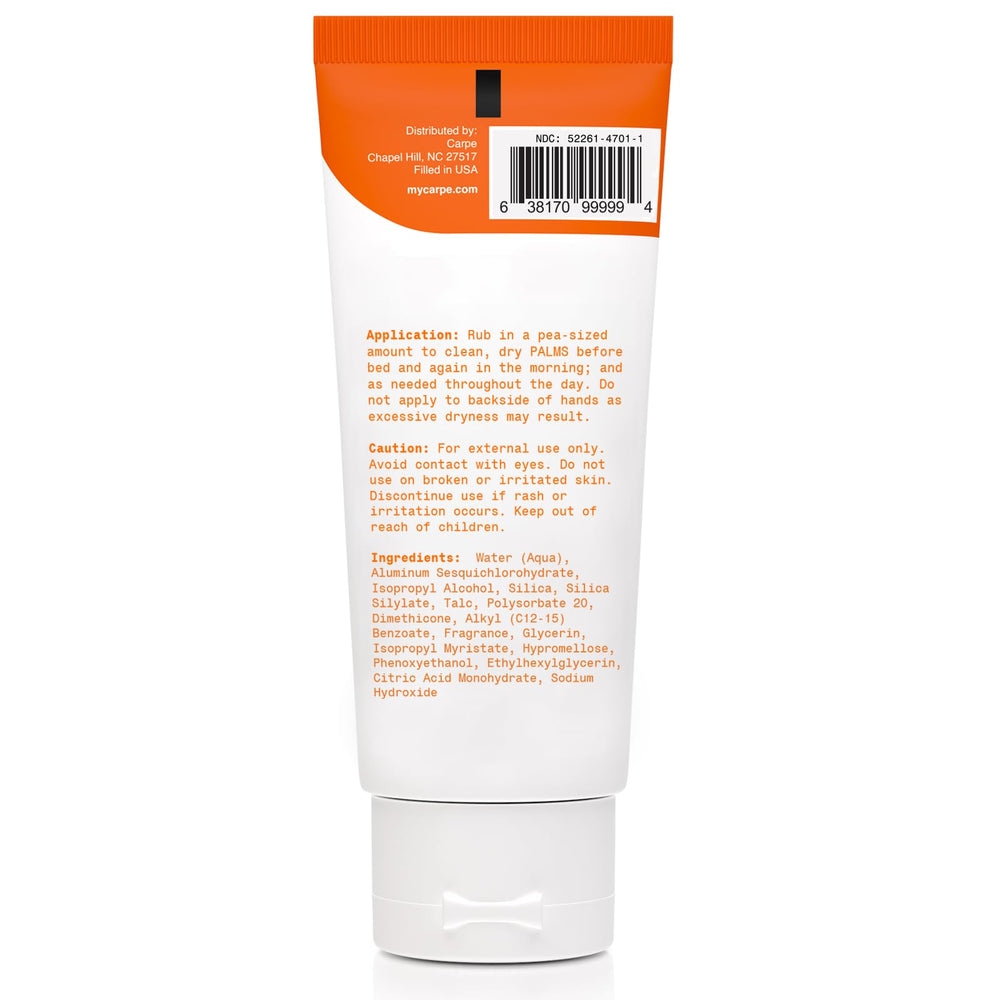 Carpe label close-up highlighting paraben-free formula