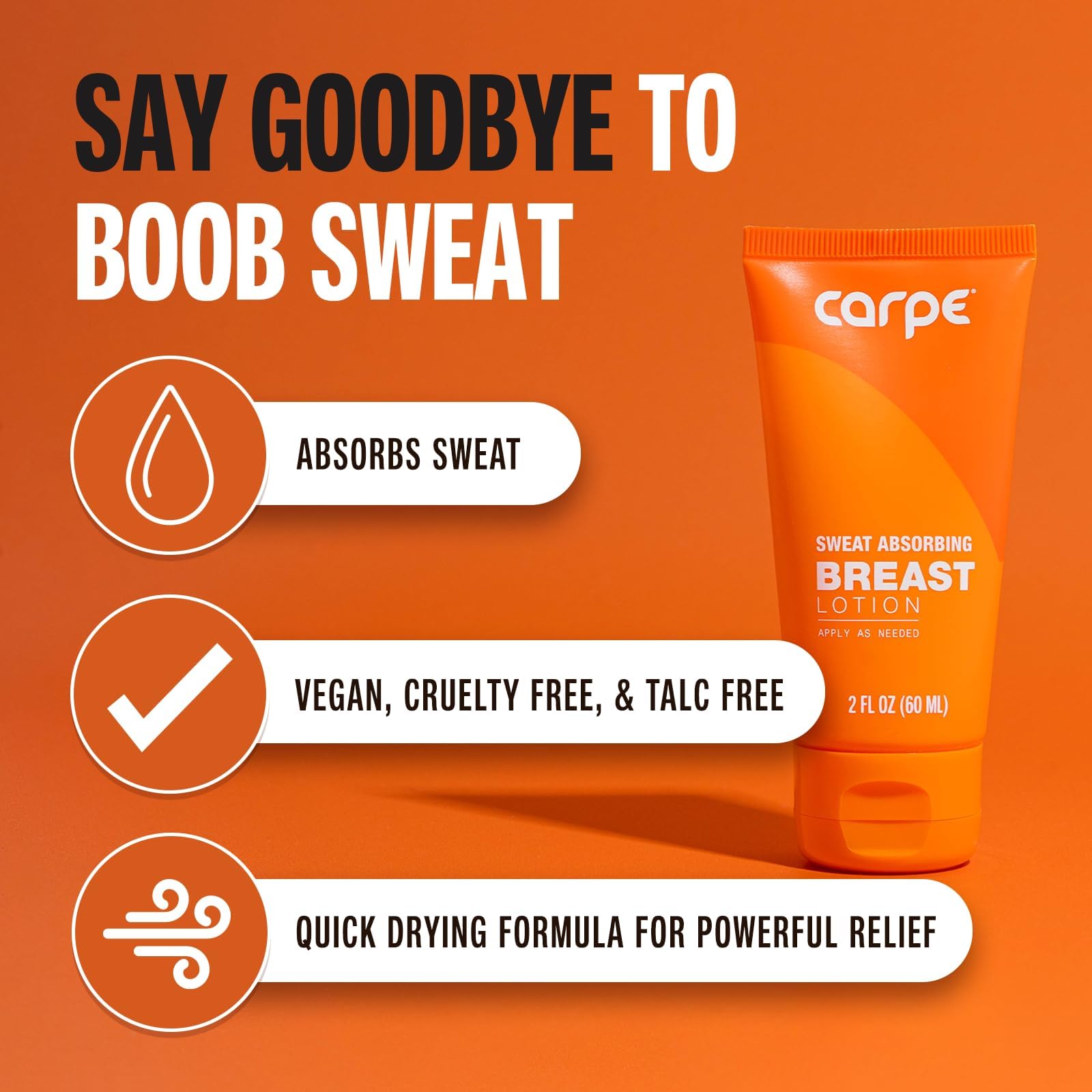 Carpe No-Sweat Breast application: smooth-on lotion ready to absorb sweat before clothing.