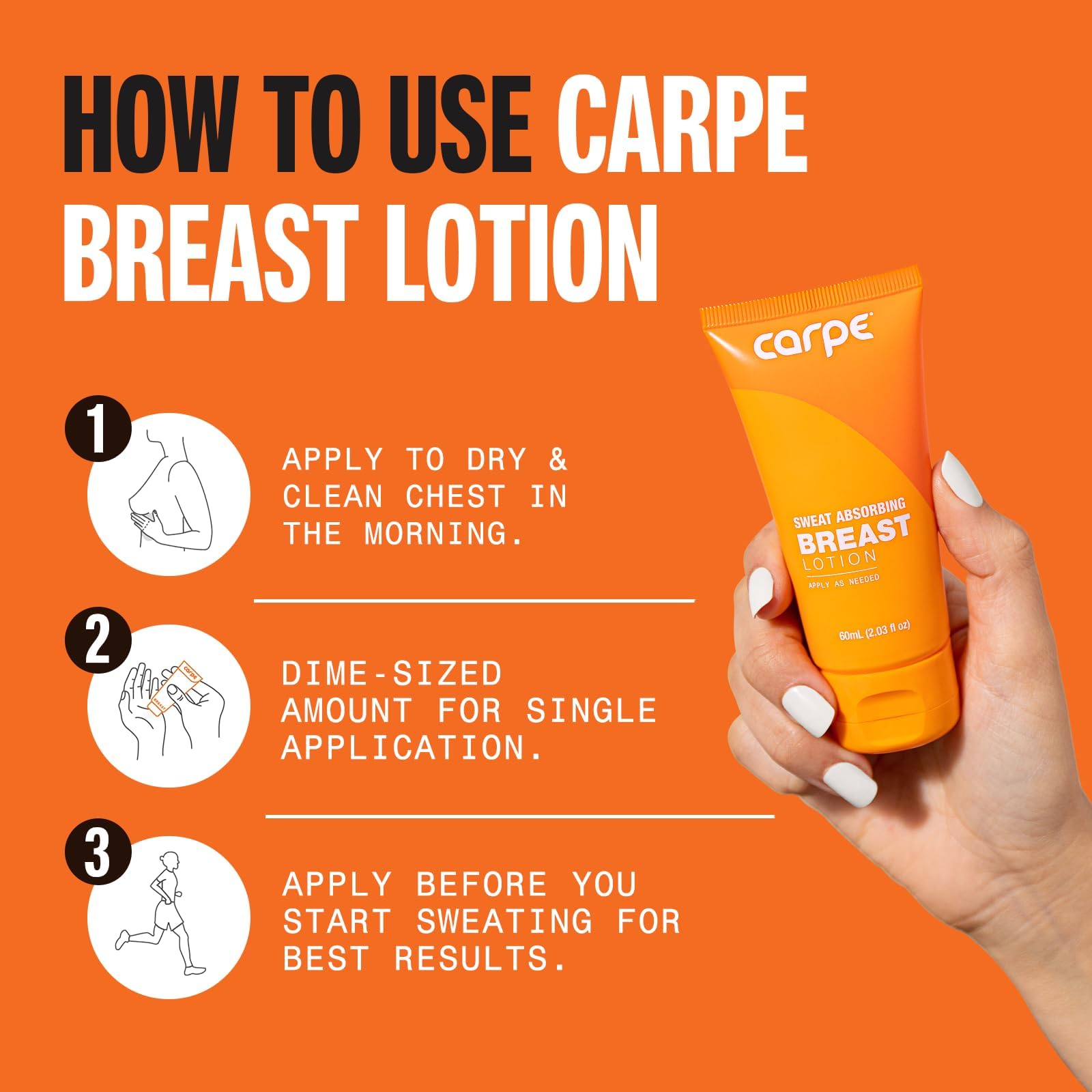 Carpe No-Sweat Breast silica-microspheres: micro-particles absorb moisture for a fresh feel.