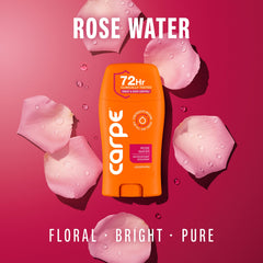 Carpe Rose Water underarm quick-dry formula leaves no sticky residue.