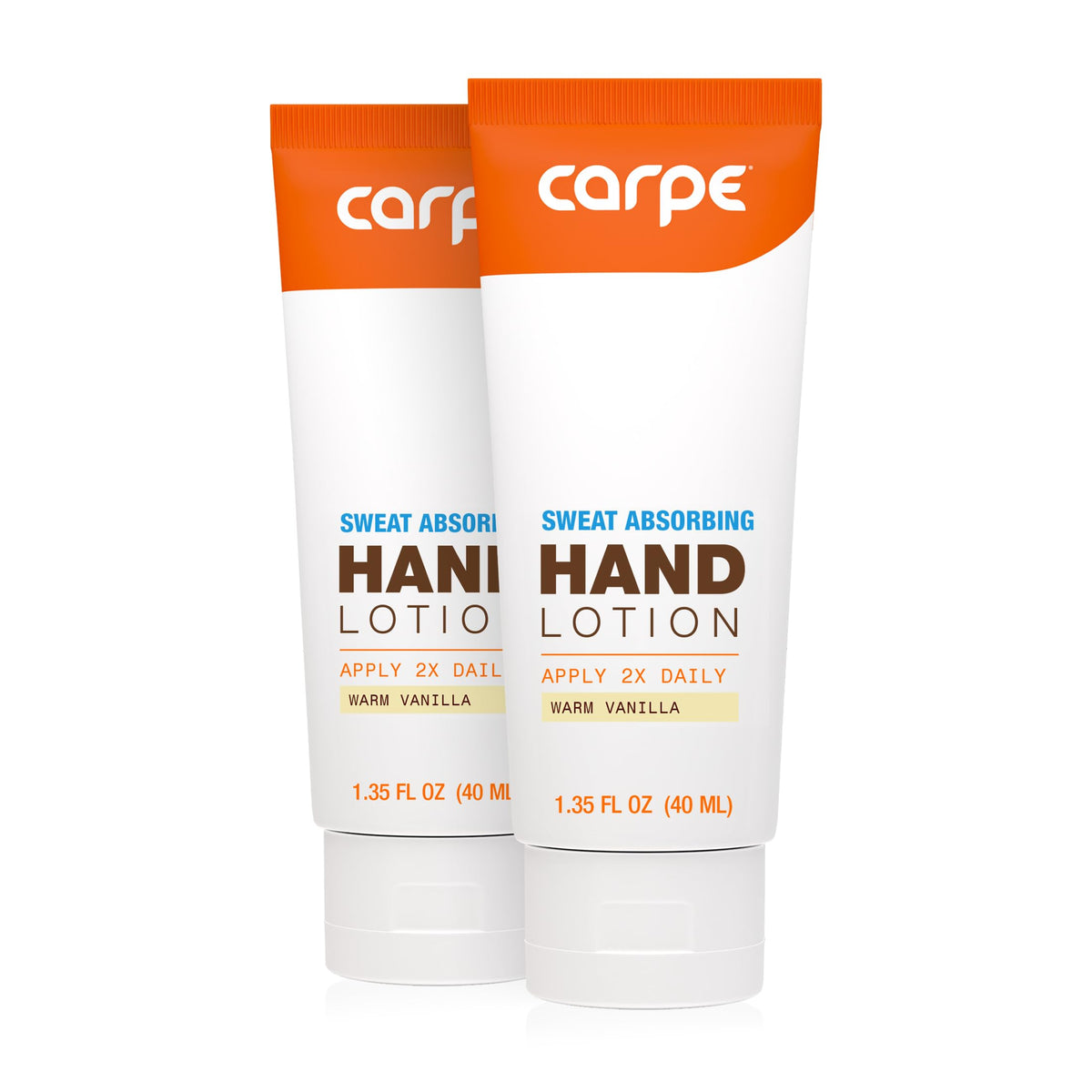 Carpe sweat-absorbing hand lotion bottle in two-pack on display