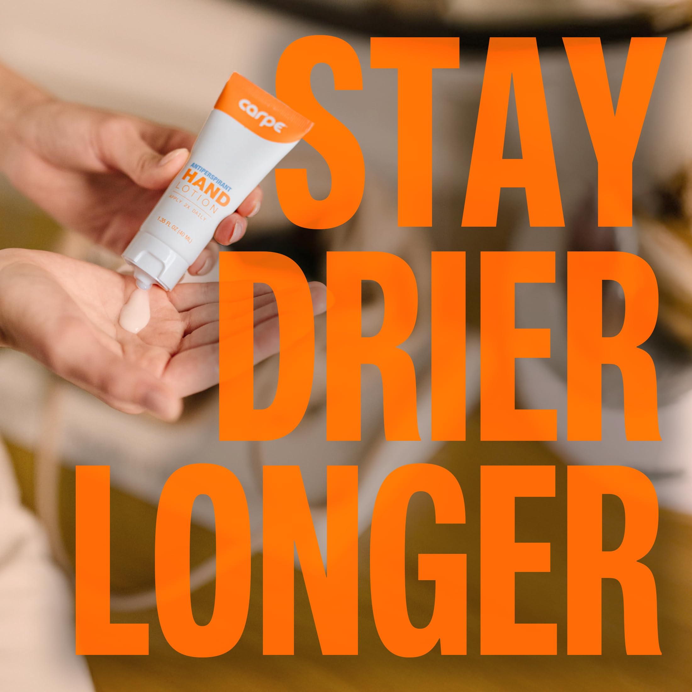 Carpe Sweat Absorbing Hand Lotion quick-drying formula emphasizes everyday usability.