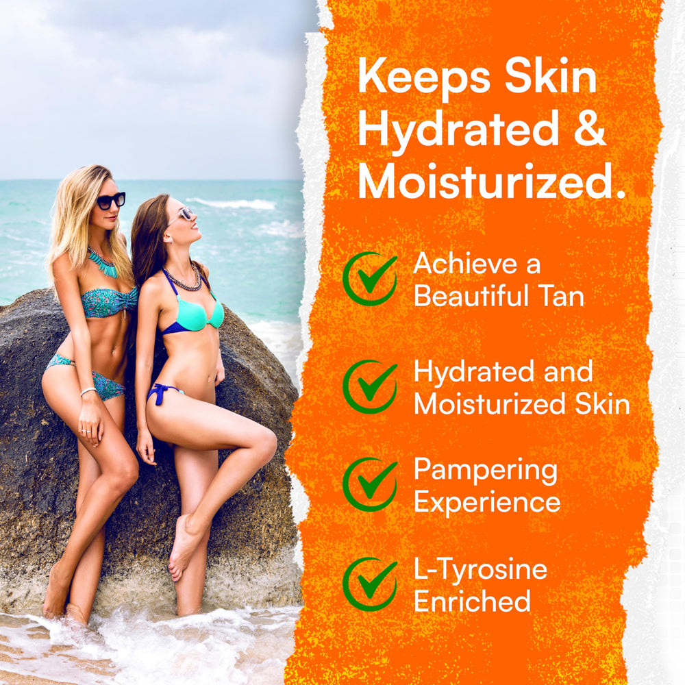 Carrot Sun carrot oil droplets highlight natural nourishment for skin.