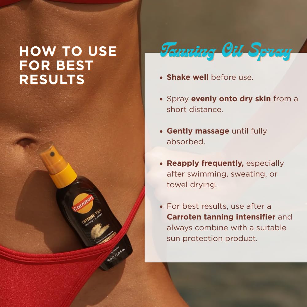 Carroten spray mist on skin showing even coverage