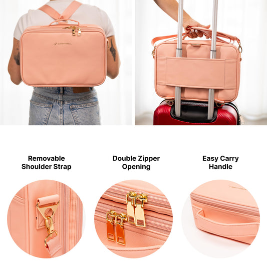 Carrywell hard train case cosmetics waterproof interior protects items during travel