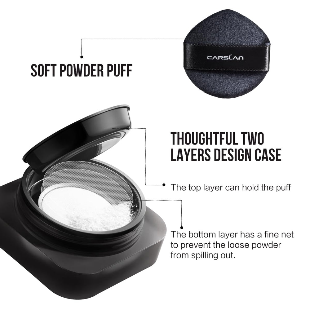 Skin swatch demonstrates translucent shade with oil-control properties.