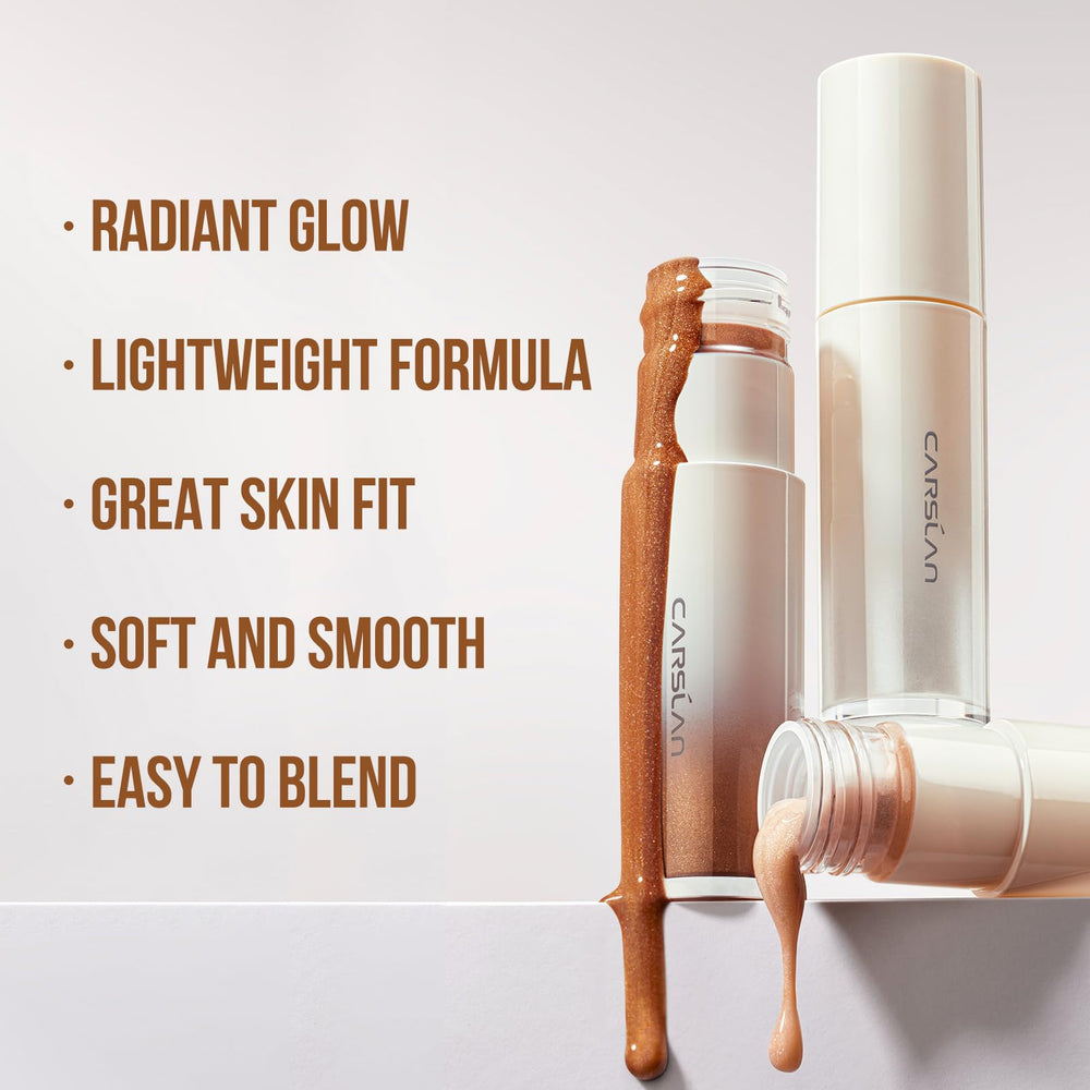 CARSLAN 3D Liquid Highlighter Champagne Gold blend yields a seamless glow.