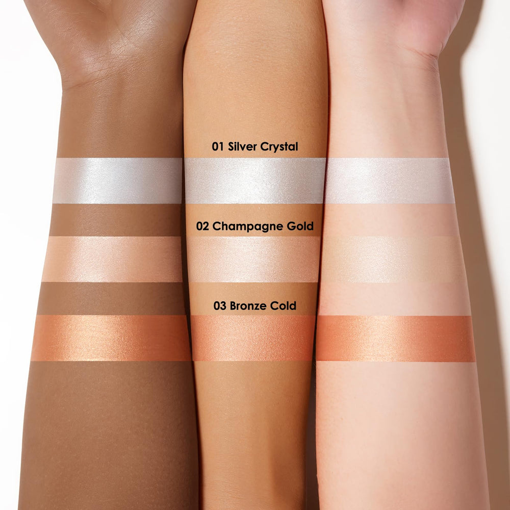 CARSLAN 3D Liquid Highlighter Champagne Gold face glow highlights cheeks and brow.