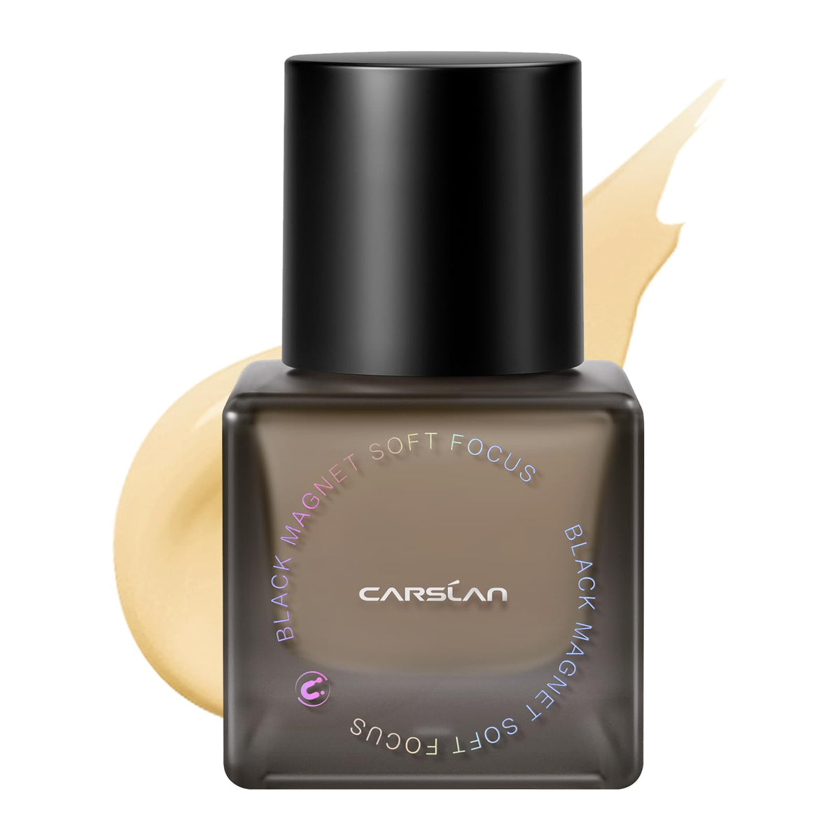 CARSLAN Black Magnet Foundation bottle close-up showing 24-hour matte finish for all-day wear