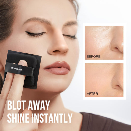 CARSLAN compact blotting sheet with mirror and puff for quick touch-ups