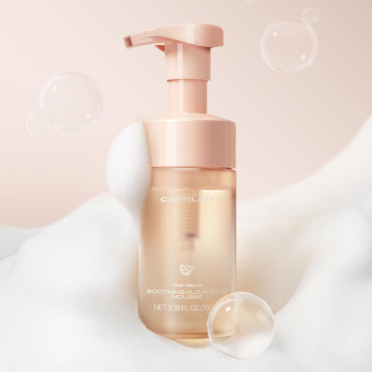 CARSLAN Face Wash bottle pouring for a refreshing all-skin cleanse.
